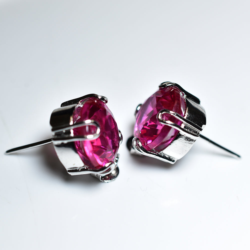 Natural Pink Ruby Round 44.15 Ct CERTIFIED Beautiful Earring Pair Gift For Mom