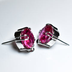 Natural Pink Ruby Round 44.15 Ct CERTIFIED Beautiful Earring Pair Gift For Mom