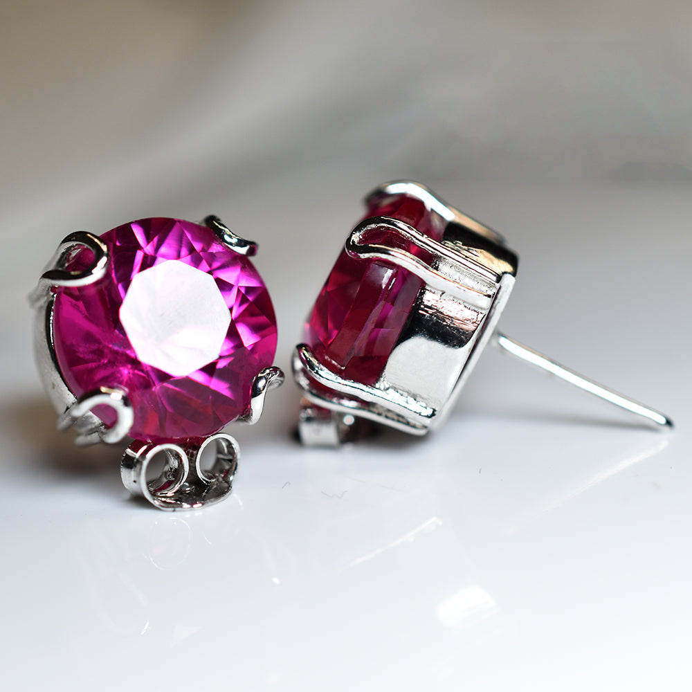 Natural Pink Ruby Round 44.15 Ct CERTIFIED Beautiful Earring Pair Gift For Mom