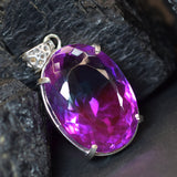 CERTIFIED 113.15 Ct Oval 925 Sterling Silver  Bi-Color Sapphire Gems Pendant