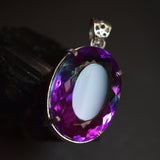 CERTIFIED 113.15 Ct Oval 925 Sterling Silver  Bi-Color Sapphire Gems Pendant