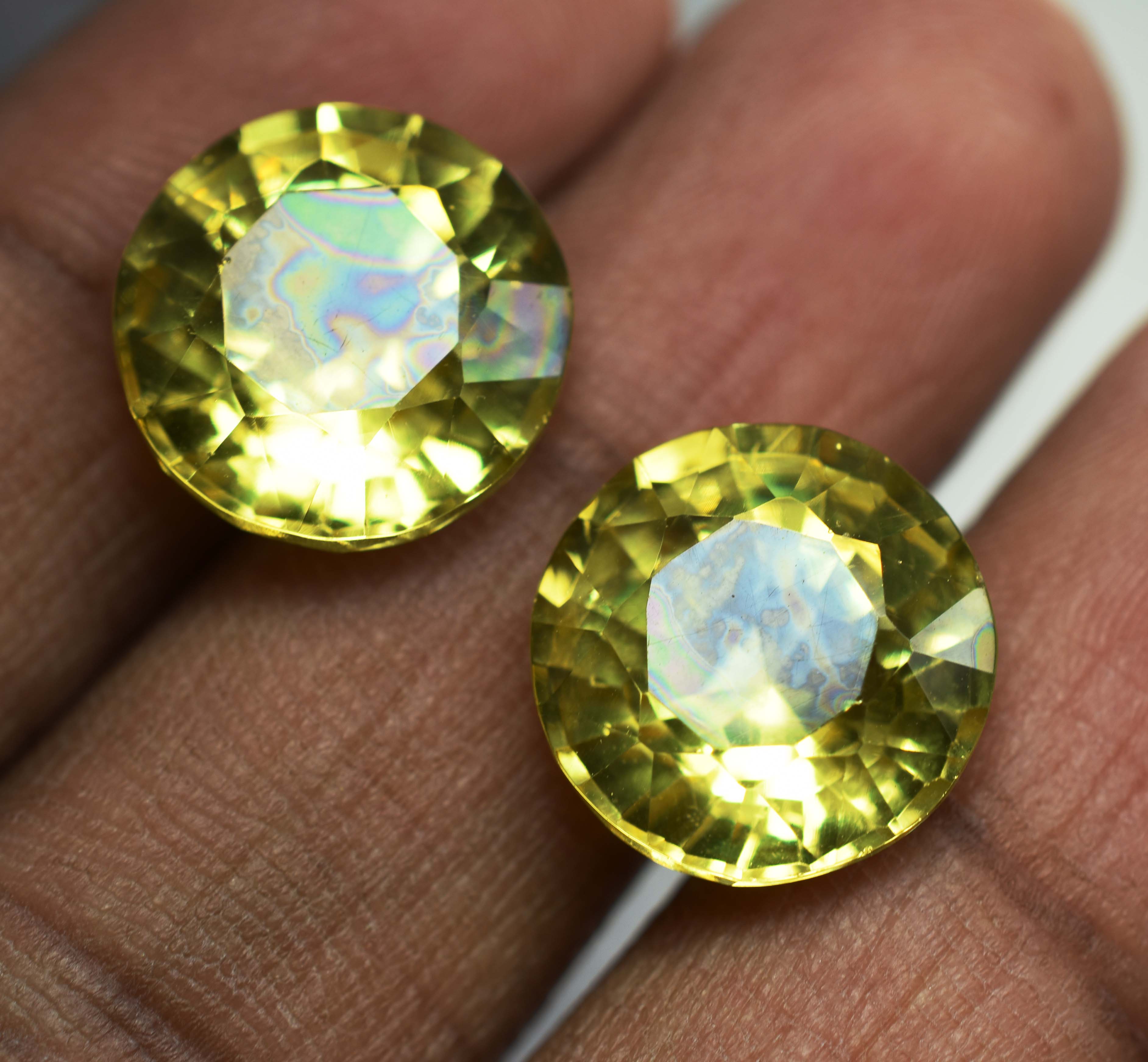 Yellow Round Cut 8.25 Ct NATURAL Sapphire CERTIFIED Loose Gemstones Pair