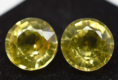 Yellow Round Cut 8.25 Ct NATURAL Sapphire CERTIFIED Loose Gemstones Pair