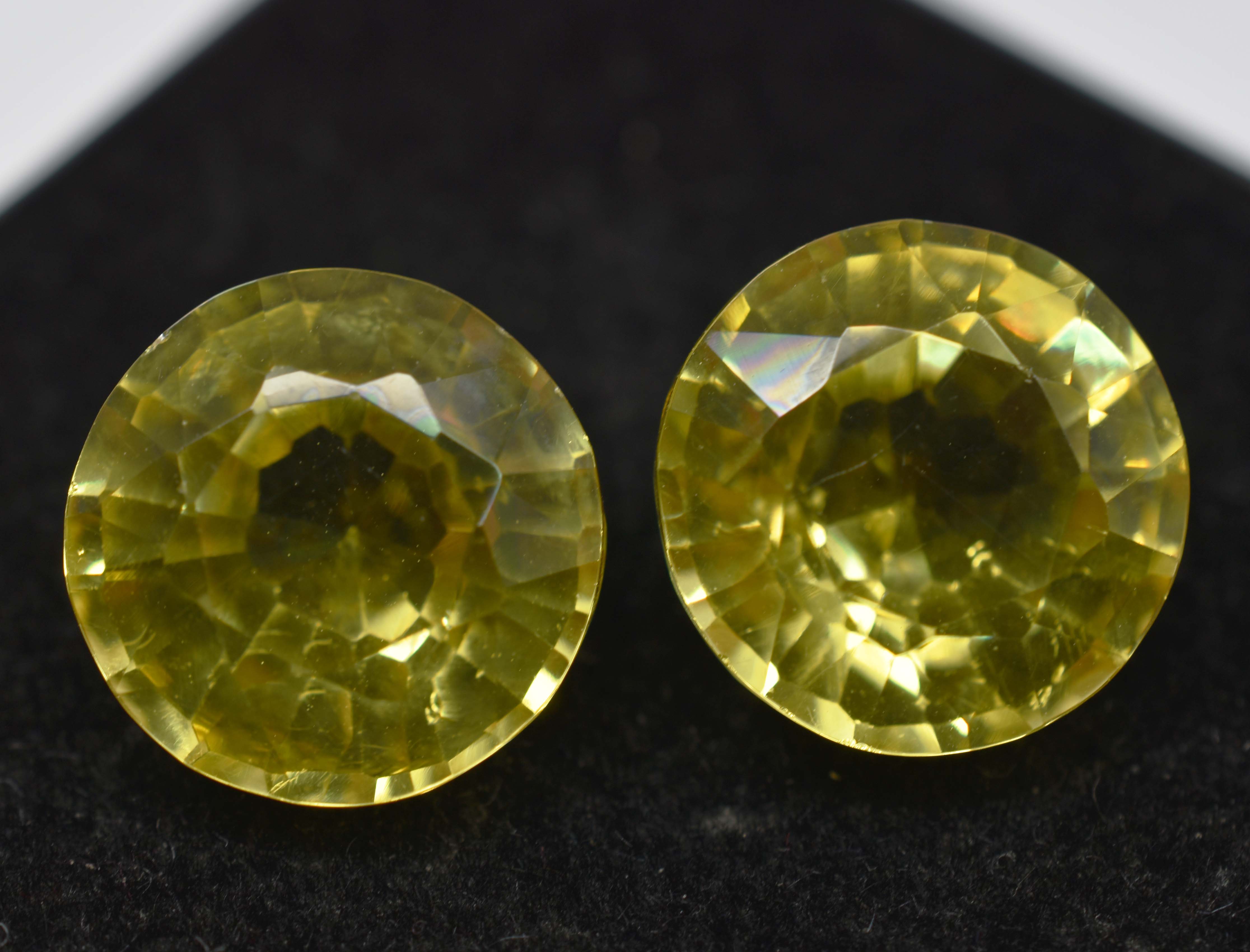 Yellow Round Cut 8.25 Ct NATURAL Sapphire CERTIFIED Loose Gemstones Pair