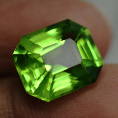 Green Peridot 10.80 Ct Natural Emerald Cut Genuine Rare CERTIFIED Loose Gemstone