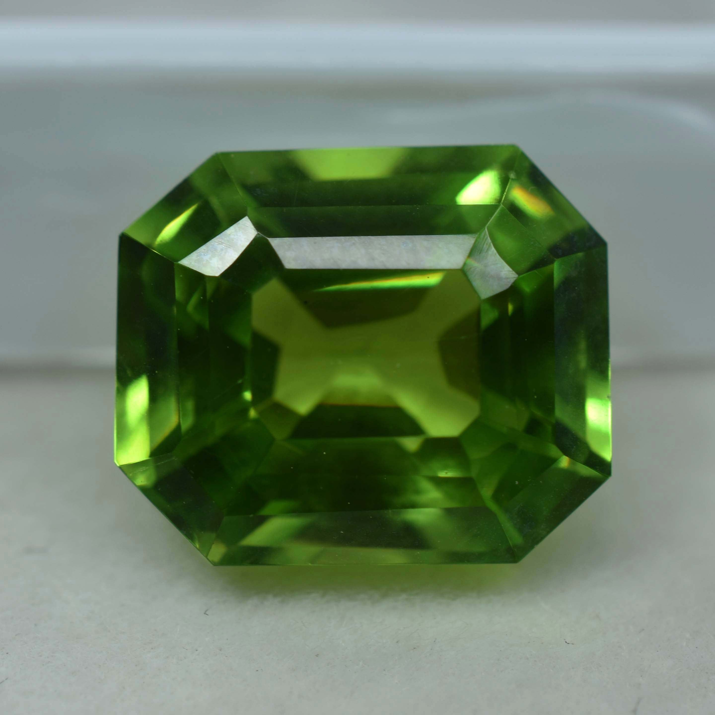 Green Peridot 10.80 Ct Natural Emerald Cut Genuine Rare CERTIFIED Loose Gemstone