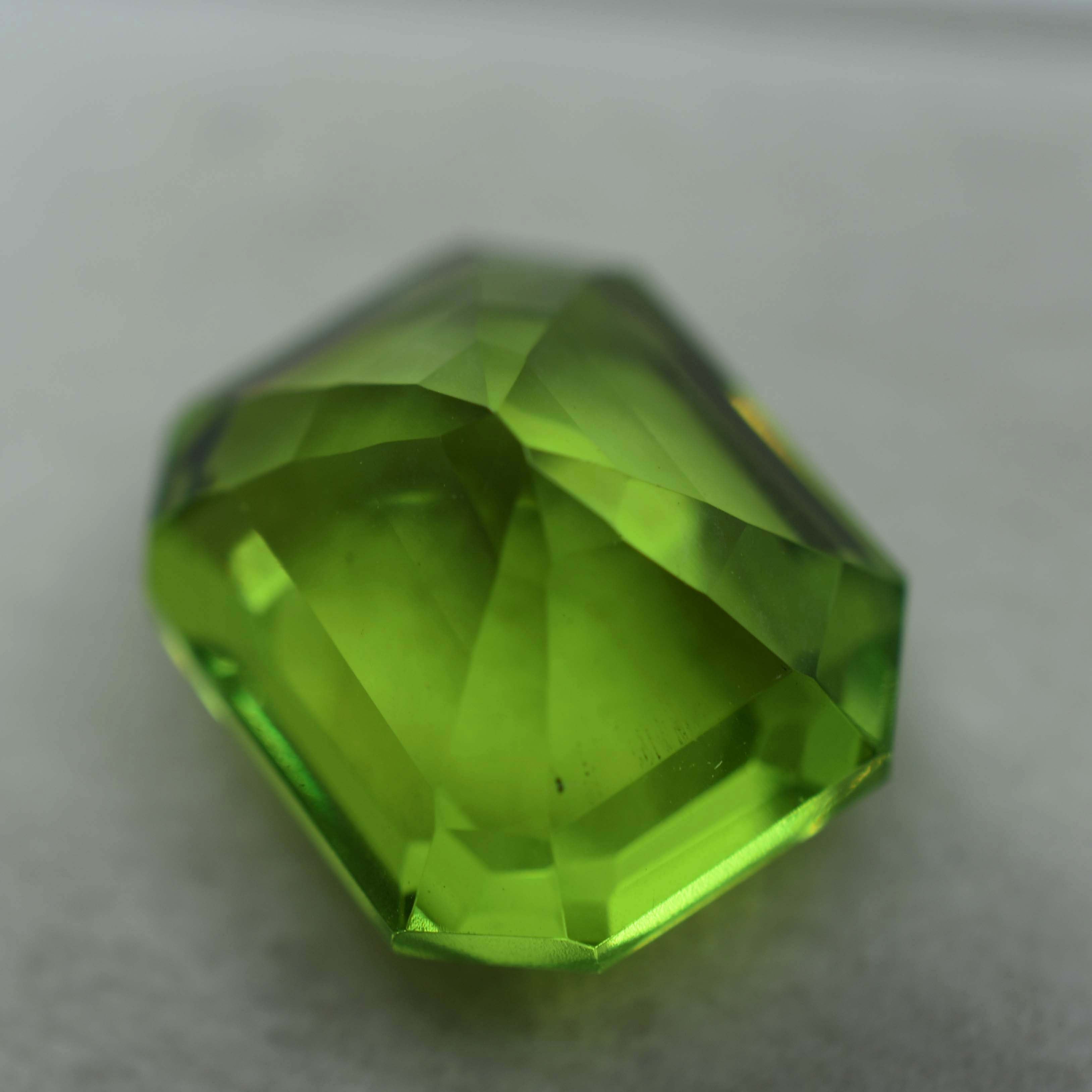 Green Peridot 10.80 Ct Natural Emerald Cut Genuine Rare CERTIFIED Loose Gemstone