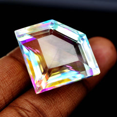 Rainbow Mystic Topaz CERTIFIED 60 Ct A++ Lab Created Fancy Cut Loose Gemstone