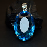 Lab Created Aquamarine Pendant Oval Cut 111.4 Ct Blue Stone CERTIFIED For Gift