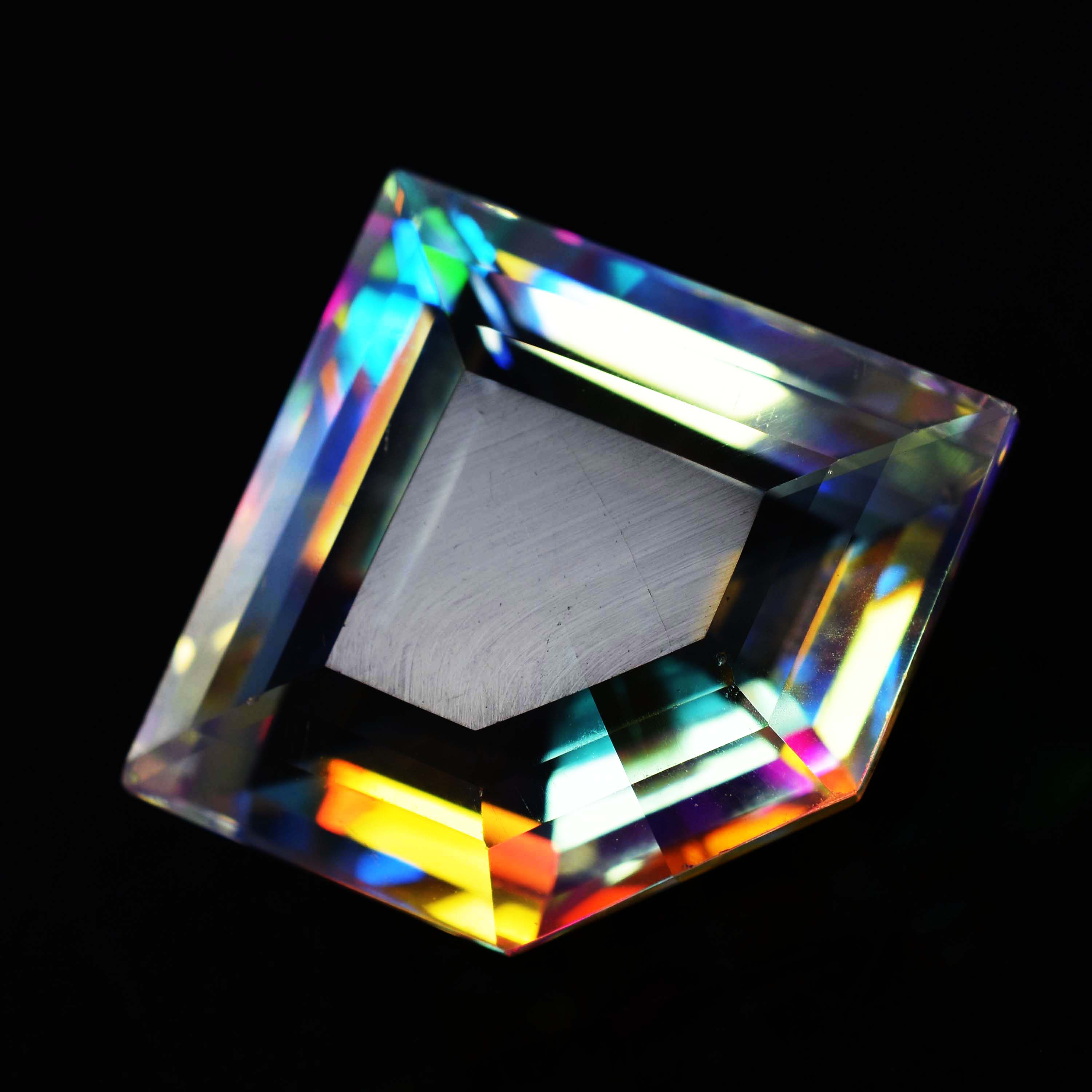 Rainbow Mystic Topaz CERTIFIED 60 Ct A++ Lab Created Fancy Cut Loose Gemstone