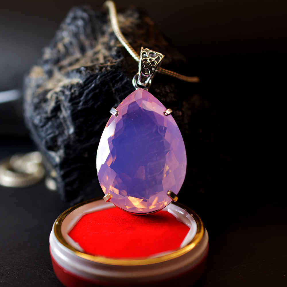 Certified Pink Opal 101.3 Ct Oval Lab Created 925 Sterling Silver Pendant