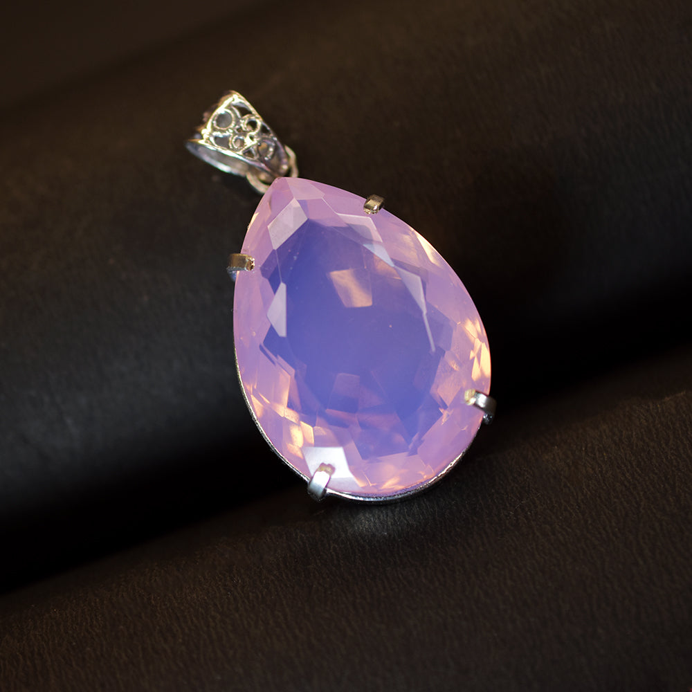 Certified Pink Opal 101.3 Ct Oval Lab Created 925 Sterling Silver Pendant