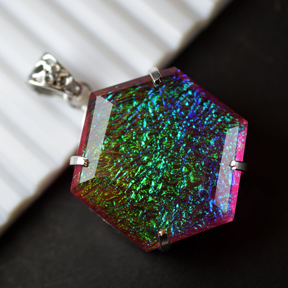 102.75 Ct Lab-Created Monarch Opal 925 Sterling Silver Gems Pendant Certified