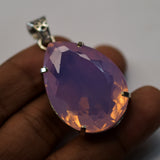 Certified Pink Opal 101.3 Ct Oval Lab Created 925 Sterling Silver Pendant