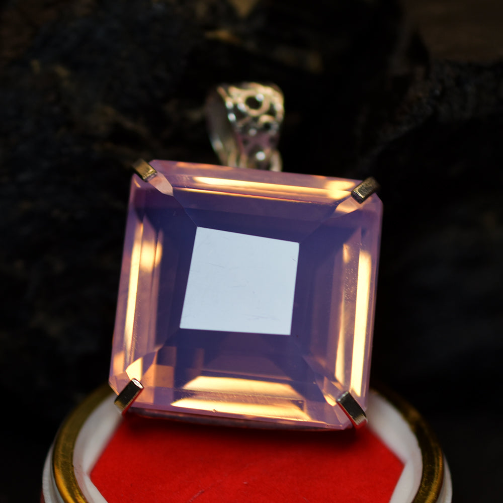 Lab Created Opal Pendant 133.05 Ct 925 Sterling Silver Square CERTIFIED Gemstone