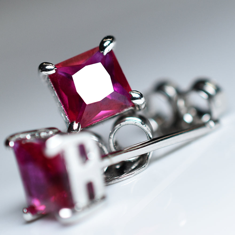Natural Ruby Pink 7.35 Ct CERTIFIED 925 Sterling Silver Square Earring Free Gift