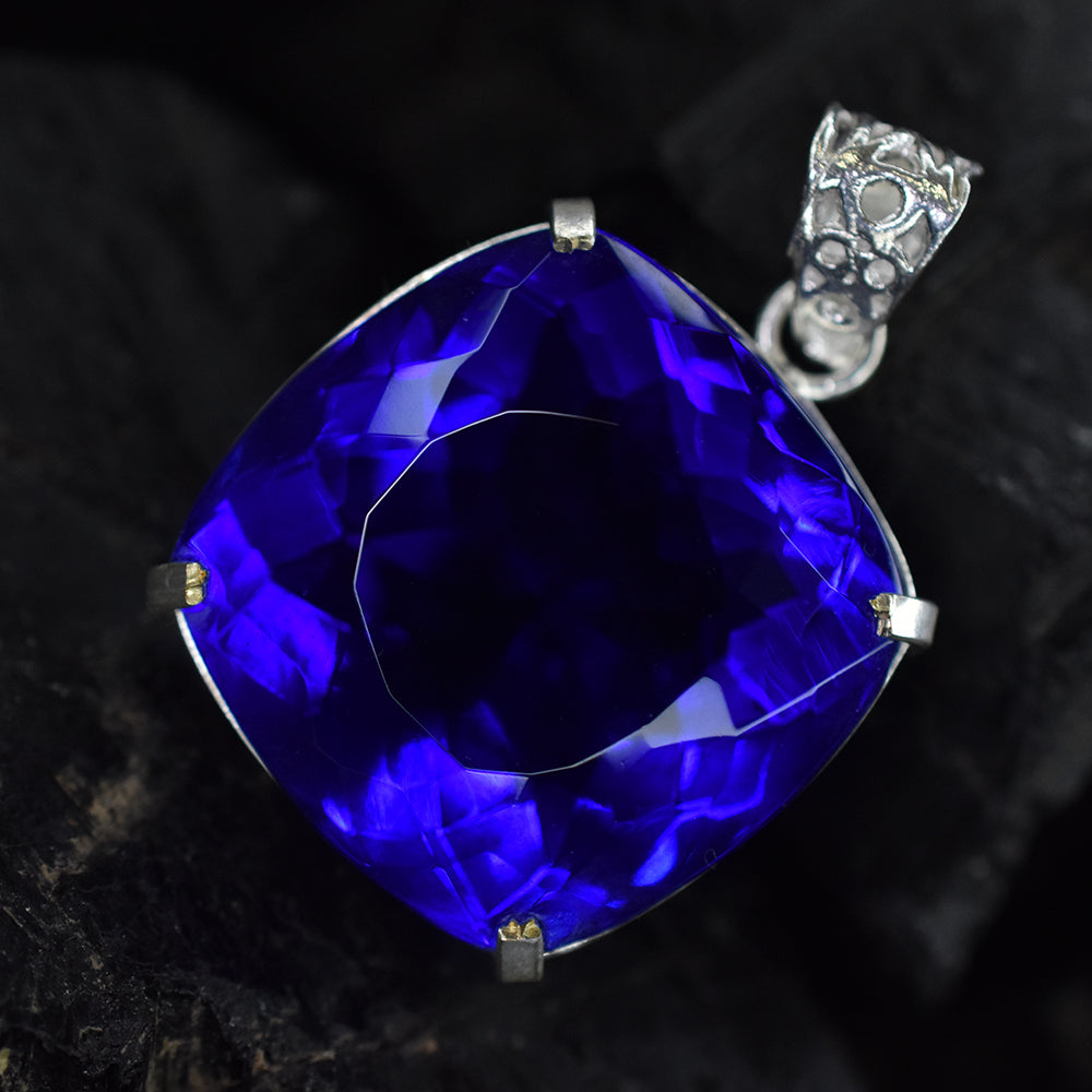 CERTIFIED Brazilian Topaz 94.5 Ct 925 Sterling Silver Cushion Gemstone Pendant