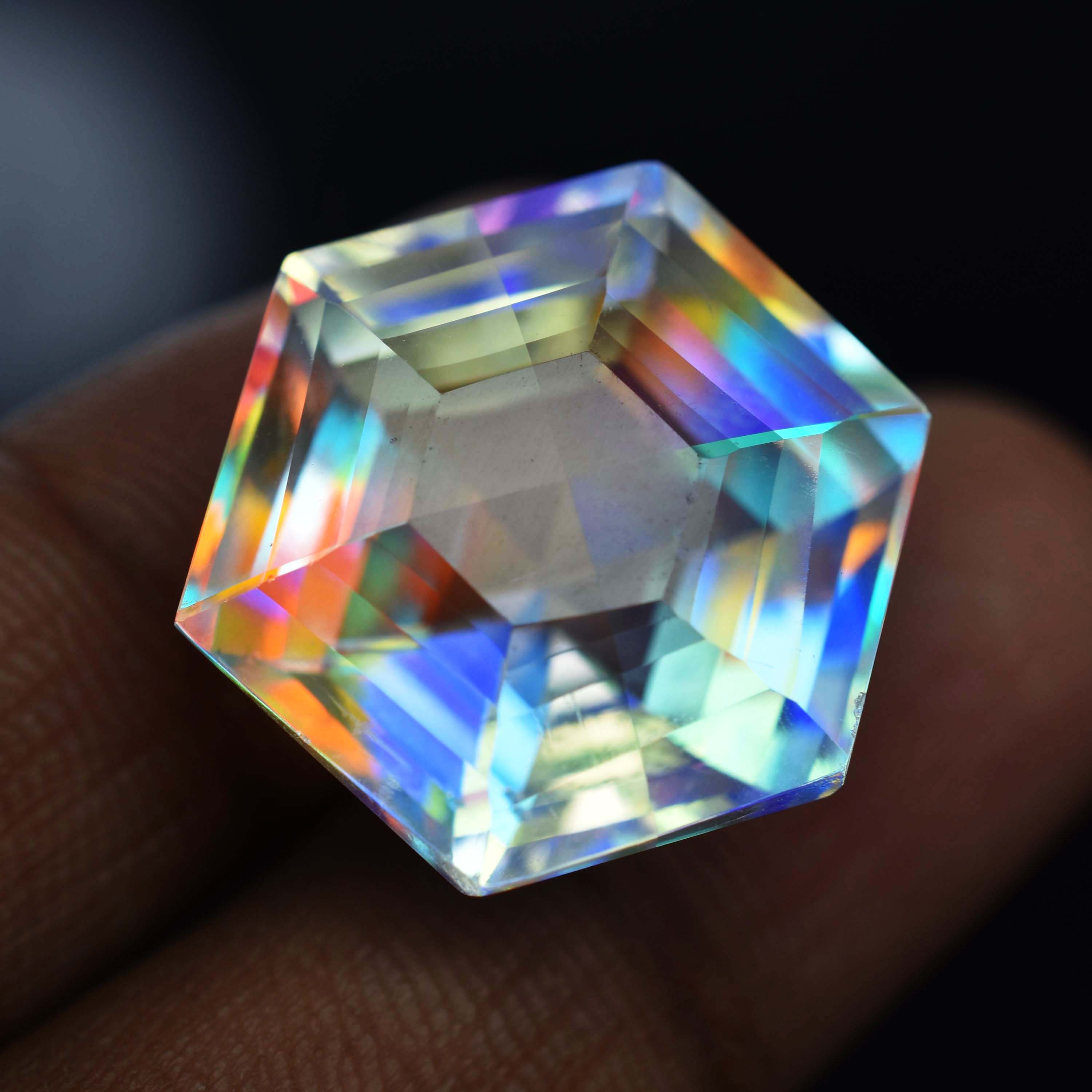 30 Ct A++ Lab Created CERTIFIED Rainbow Mystic Topaz Fancy Cut Loose Gemstone