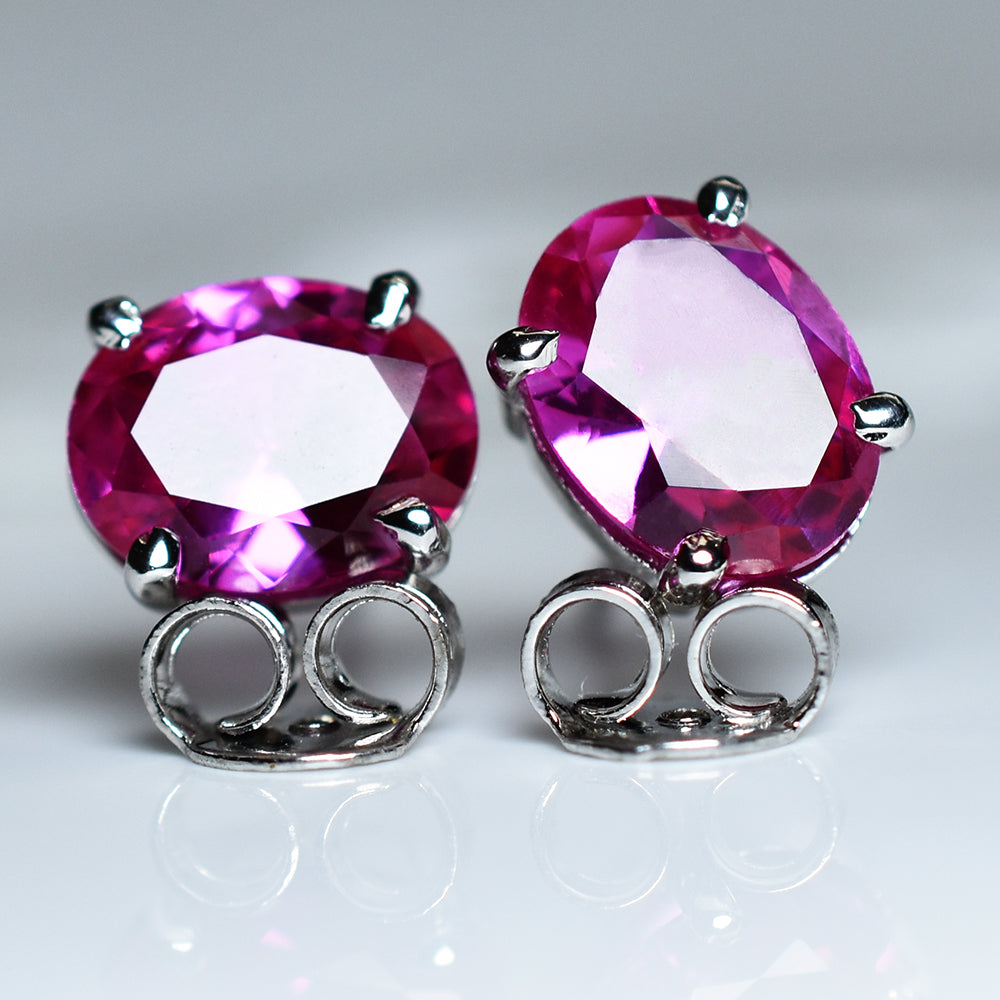 NATURAL Pink Ruby 12.85 Ct CERTIFIED Oval Cut Gems Earring Pair Free Delivery