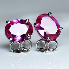 NATURAL Pink Ruby 12.85 Ct CERTIFIED Oval Cut Gems Earring Pair Free Delivery