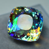 CERTIFIED 73.5 Ct A+ Cushion Cut Rainbow Mystic Topaz Loose Gemstone Lab Created