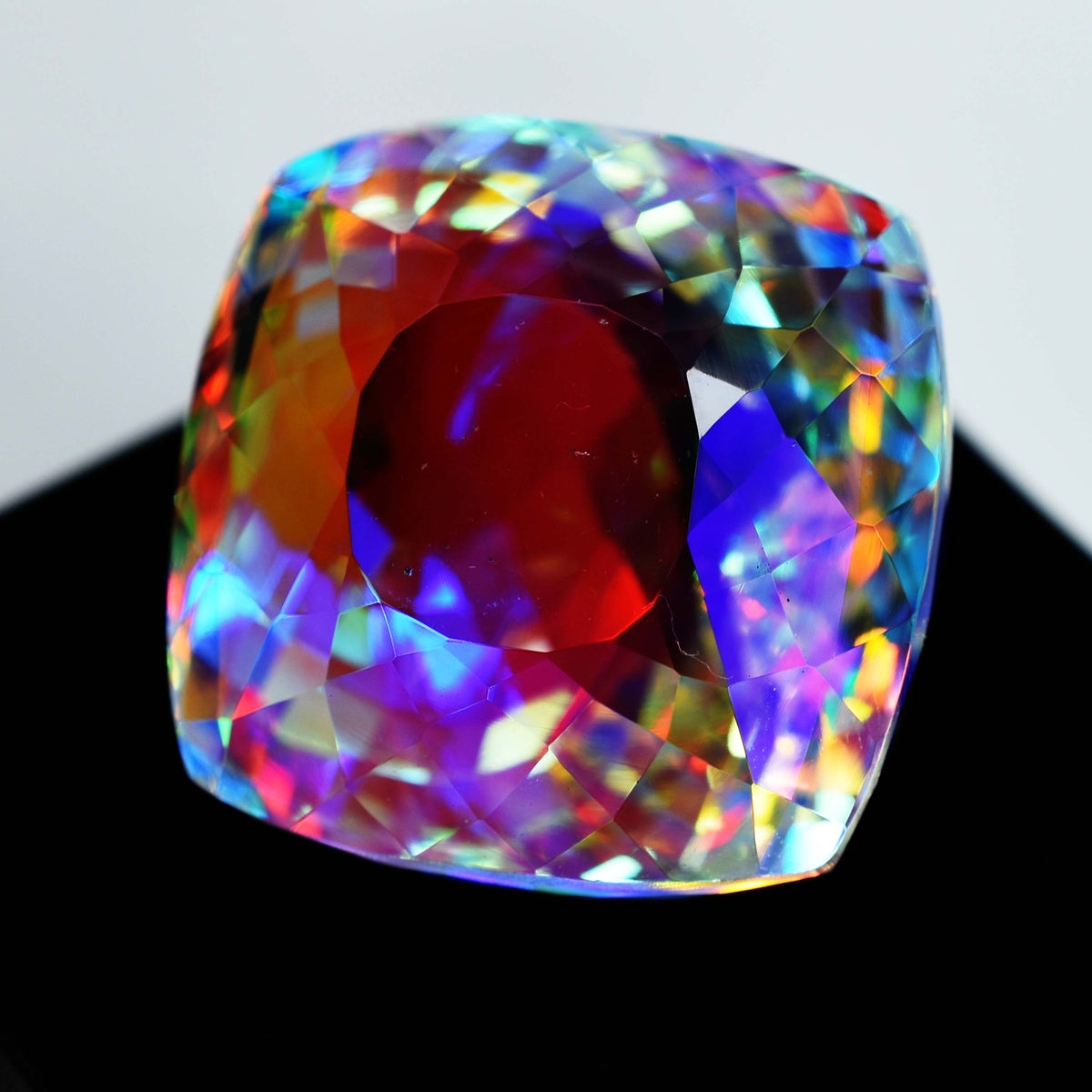 Lab Created CERTIFIED 73.5 Ct A+ Cushion Cut Rainbow Mystic Topaz Loose Gemstone