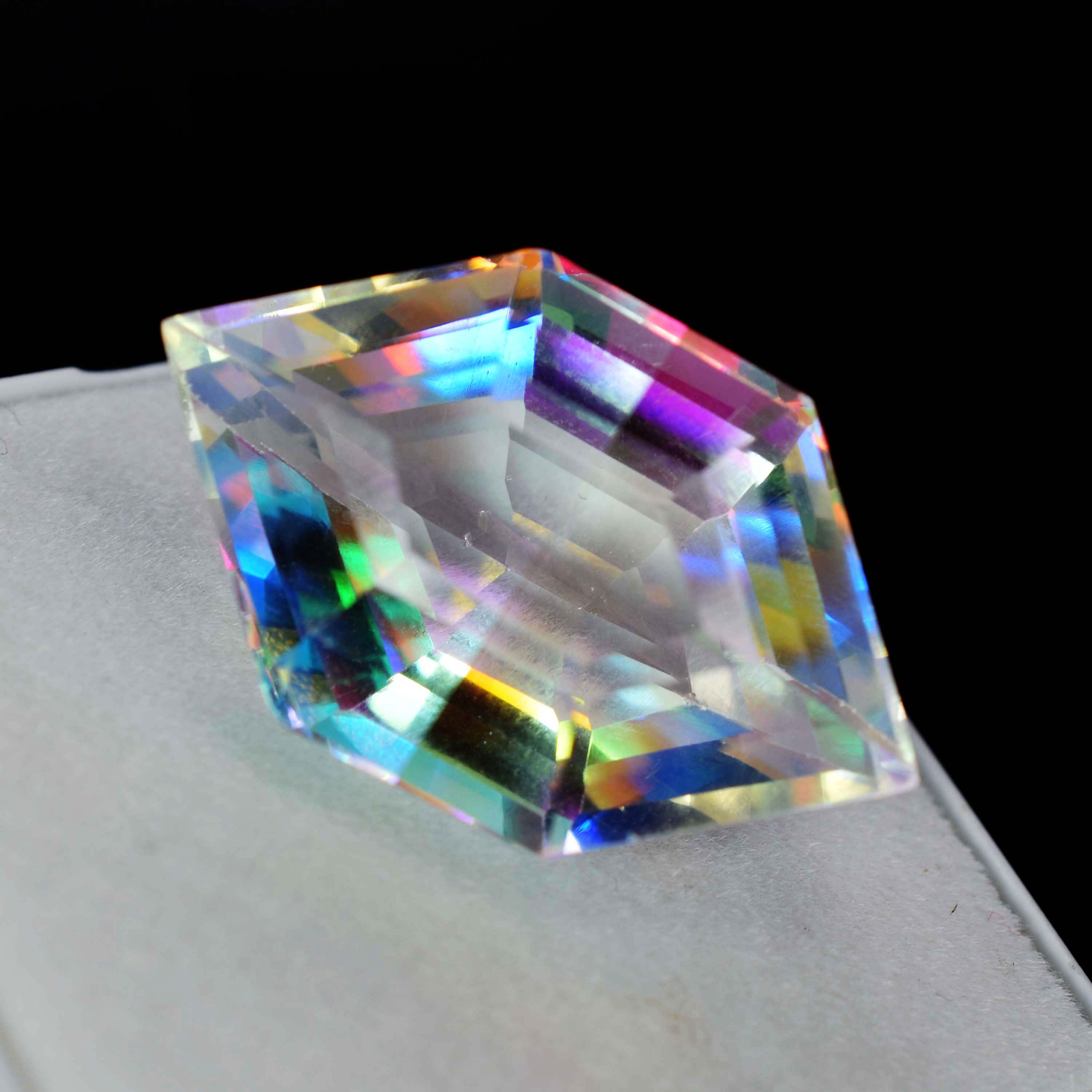 30 Ct Lab-Created Topaz Fancy Cut CERTIFIED Loose Gemstone Rainbow Mystic