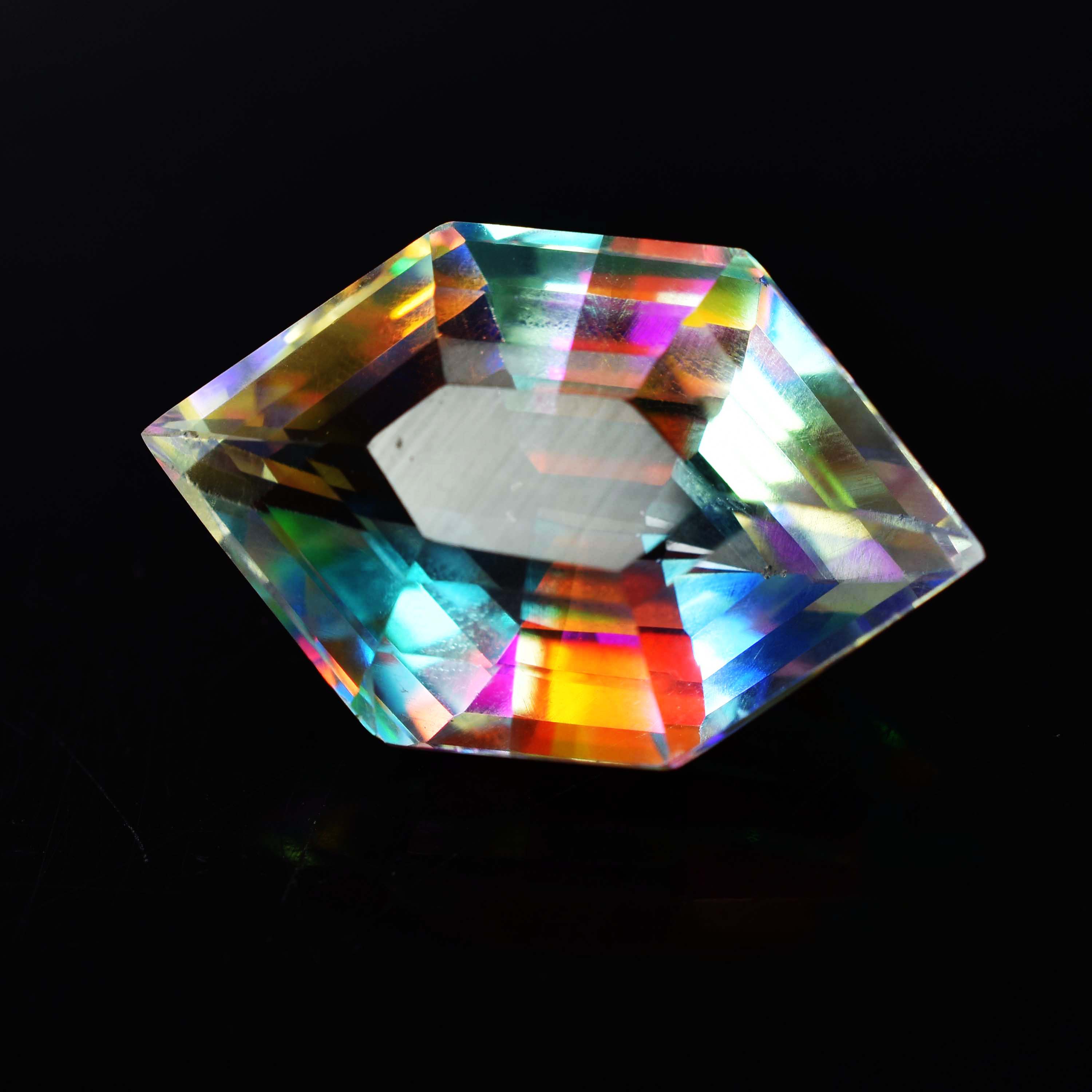 30 Ct Lab-Created Topaz Fancy Cut CERTIFIED Loose Gemstone Rainbow Mystic