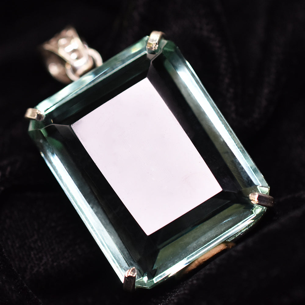 Certified Green Aquamarine 106.05 Ct Emerald Cut Lab Created Pendant Gemstone