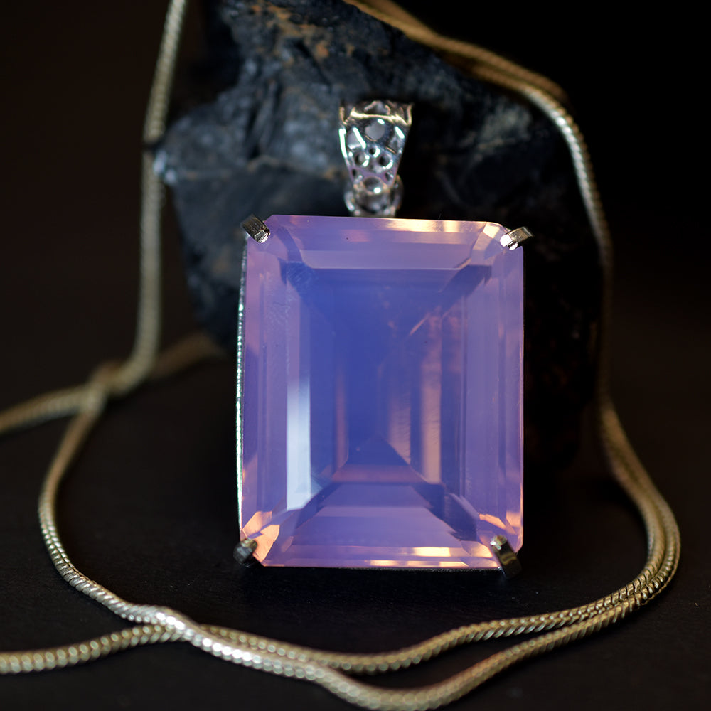 CERTIFIED Natural Opal Pendant 125.23 Ct  Silver Emerald Gemstone 925 Sterling