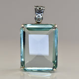 Certified Green Aquamarine 106.05 Ct Emerald Cut Lab Created Pendant Gemstone