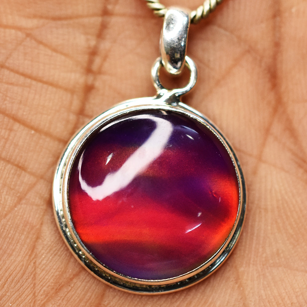 Brazilian Natural Opal CERTIFIED 22Ct 925 Sterling Silver Round Pendant For Gift