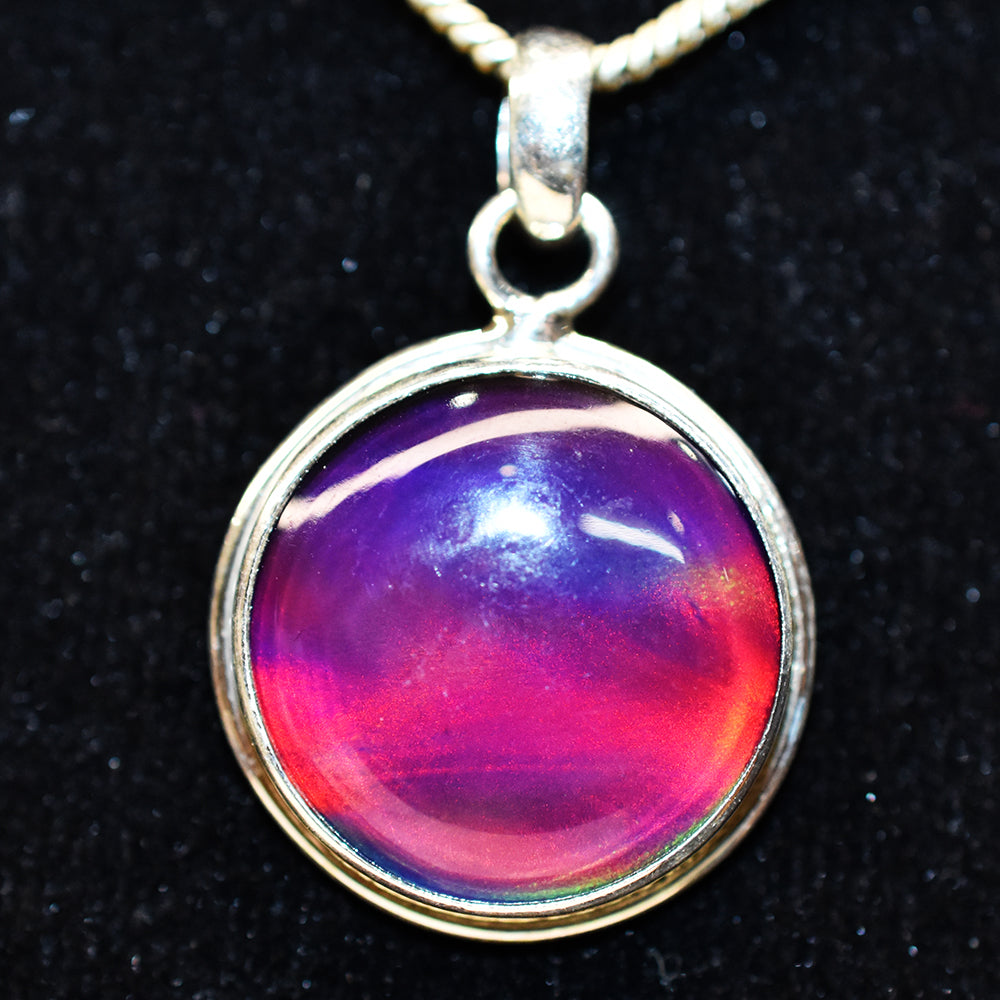 Brazilian Natural Opal CERTIFIED 22Ct 925 Sterling Silver Round Pendant For Gift