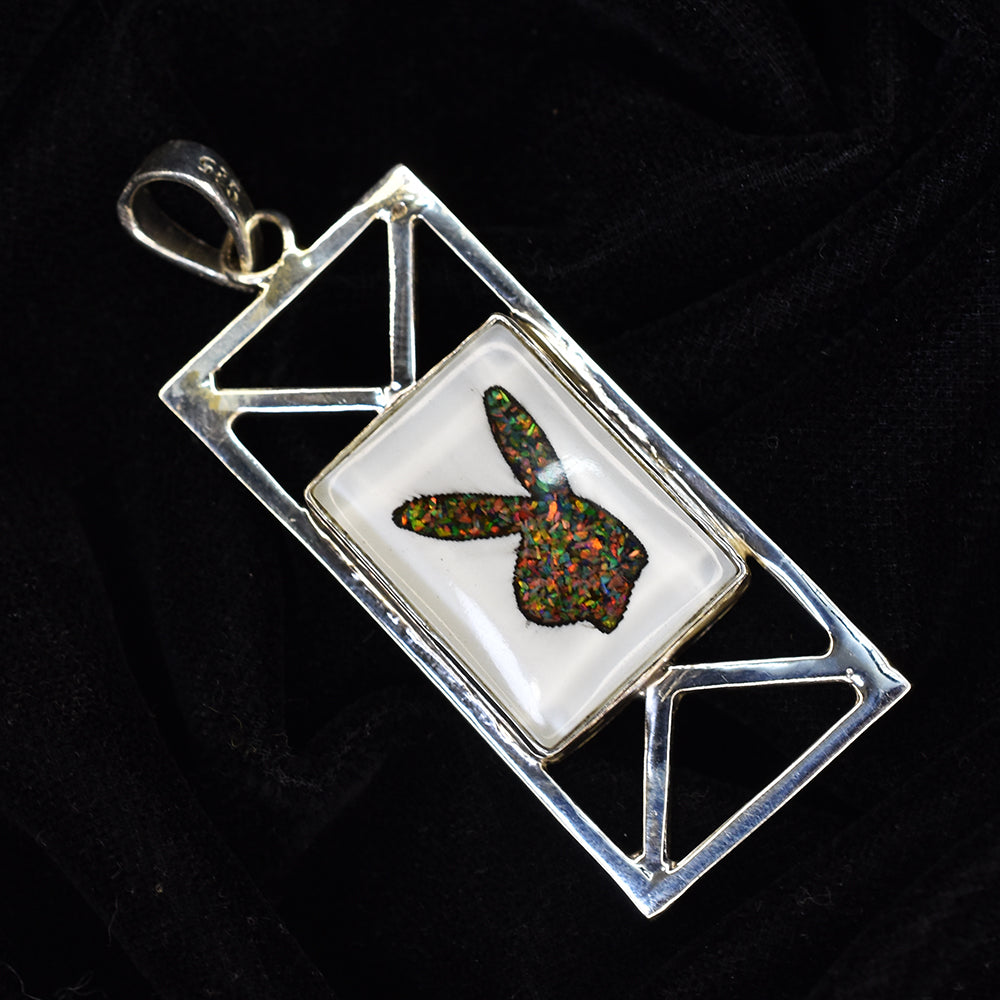 CERTIFIED Opal Natural 39.35 Ct White-Multi Color 925 Sterling Silver Pendant