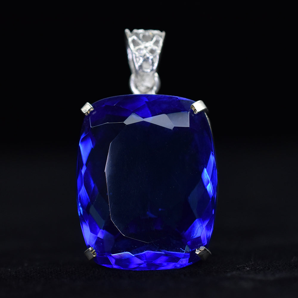 925 Sterling Silver 81.6 Ct CERTIFIED Brazilian Cushion Cut Topaz Pendant