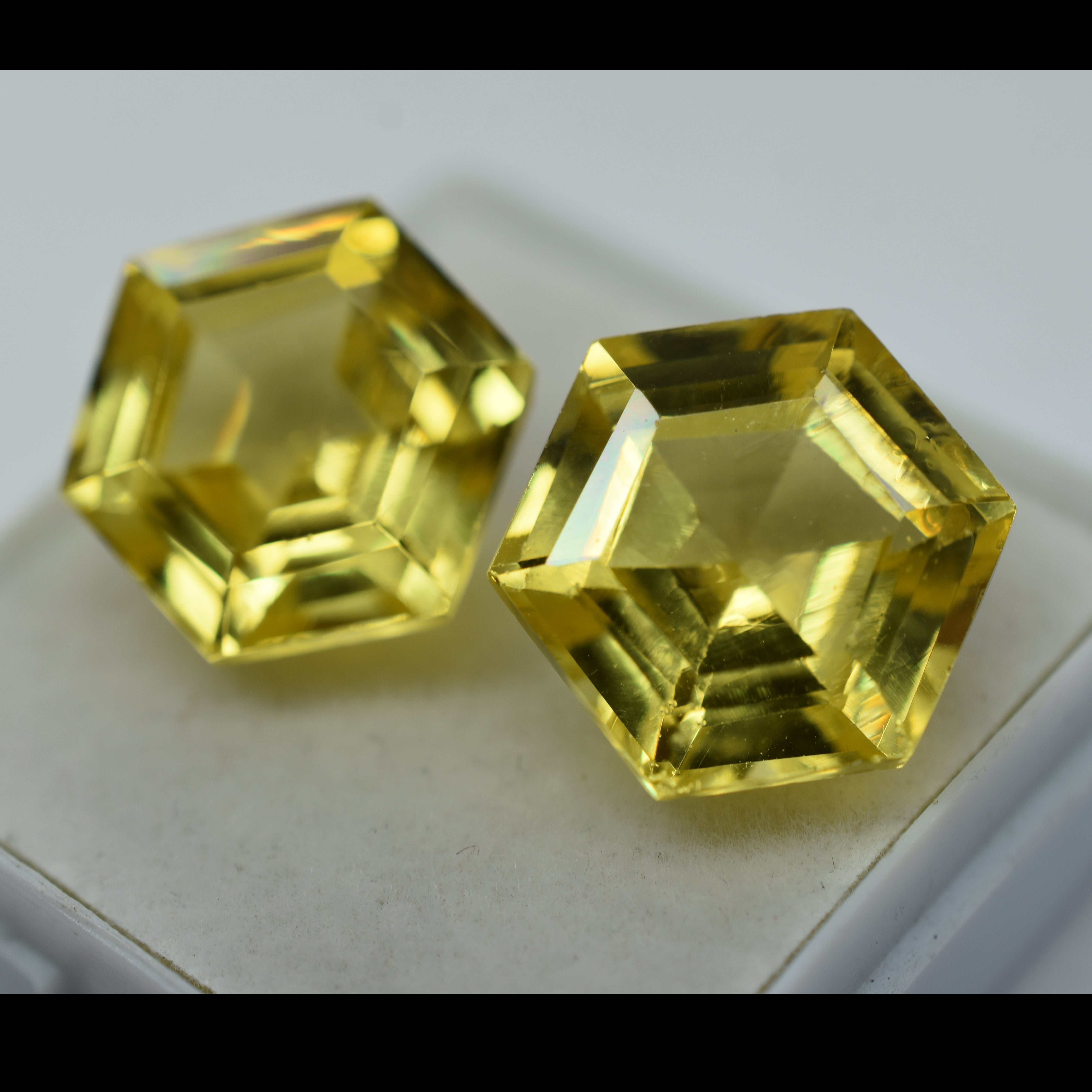 CERTIFIED Yellow Sapphire Fancy Shape 19.24 Carat Pair Natural Loose Gemstone