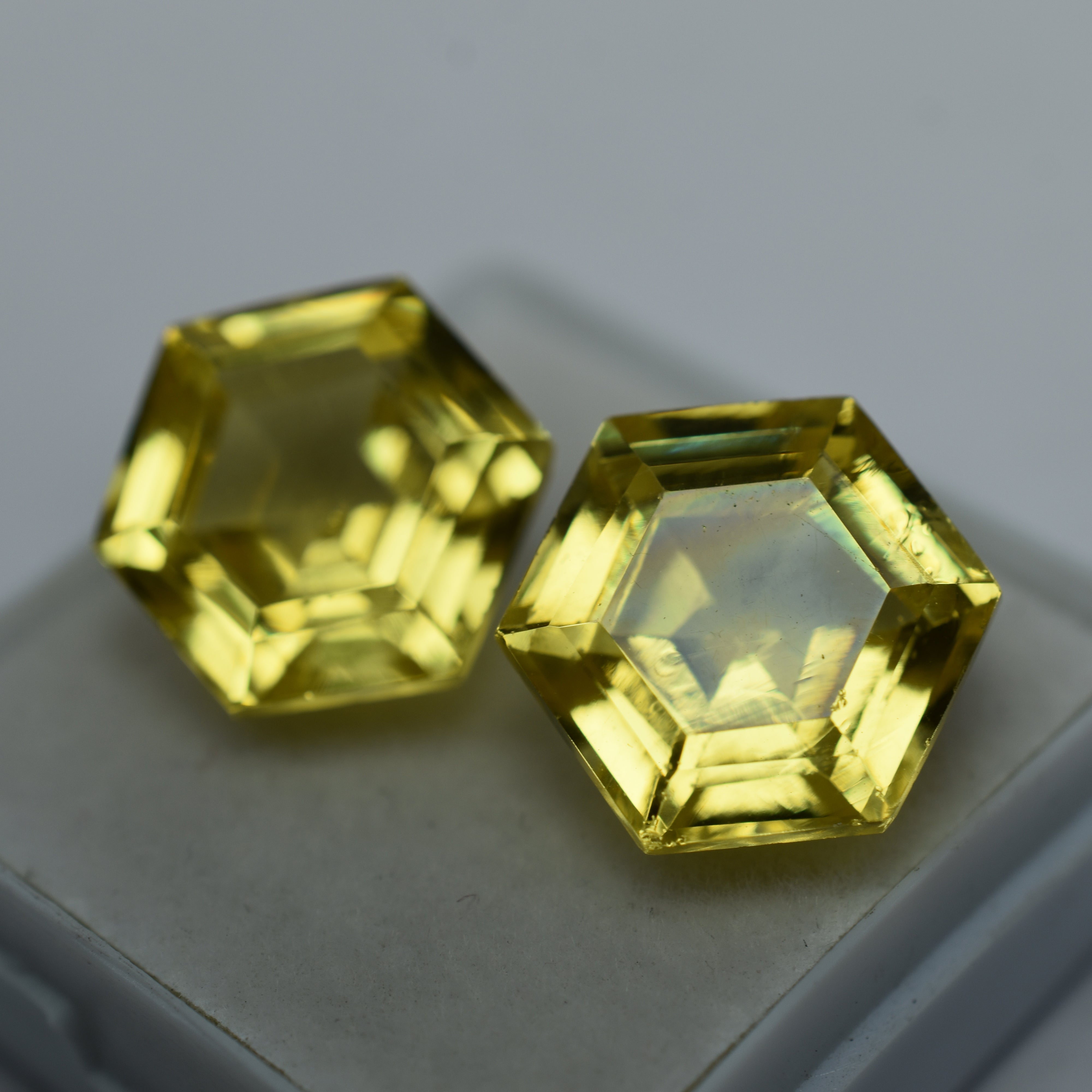 CERTIFIED Yellow Sapphire Fancy Shape 18.56 Carat Pair Natural Loose Gemstone