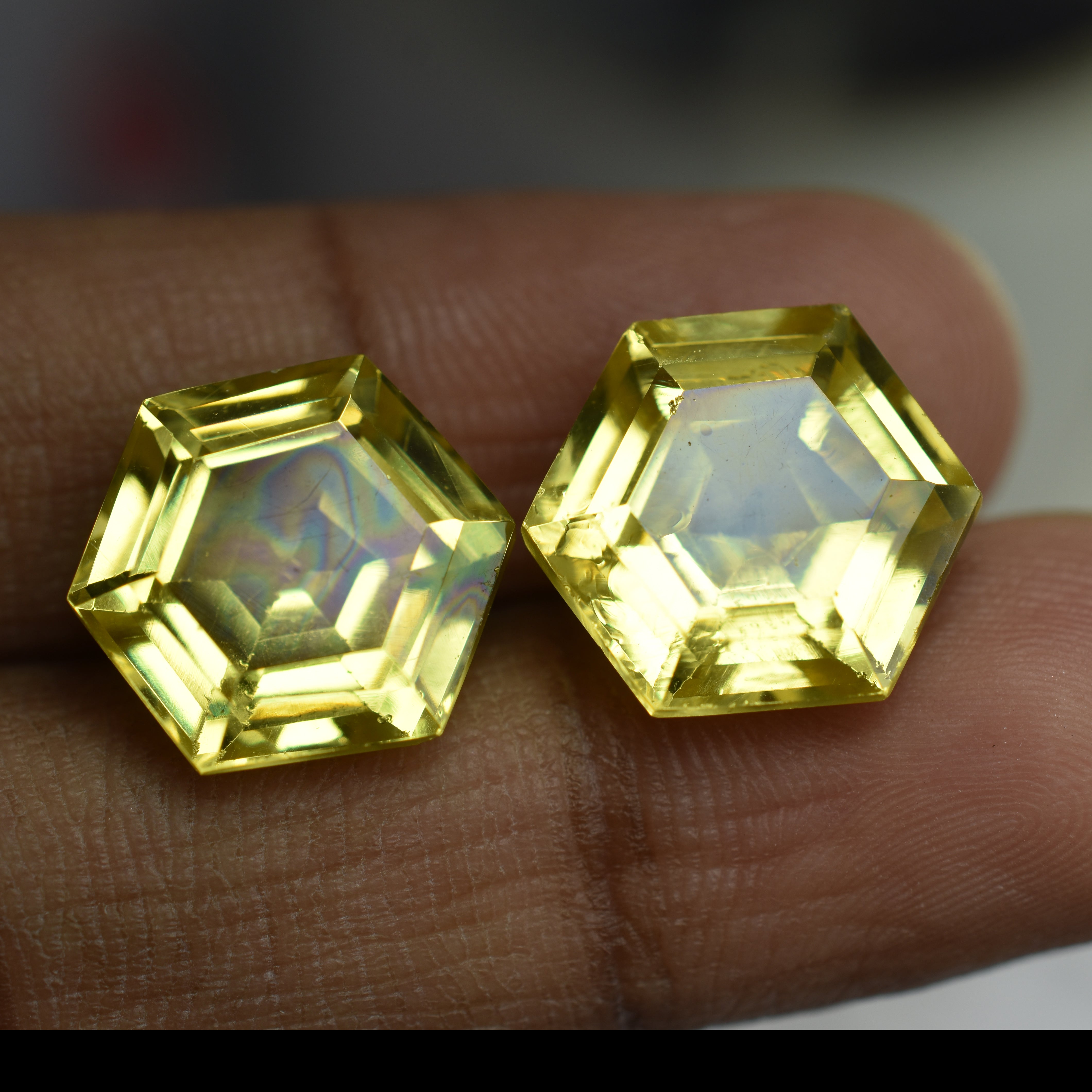 CERTIFIED Yellow Sapphire Fancy Shape 19.24 Carat Pair Natural Loose Gemstone