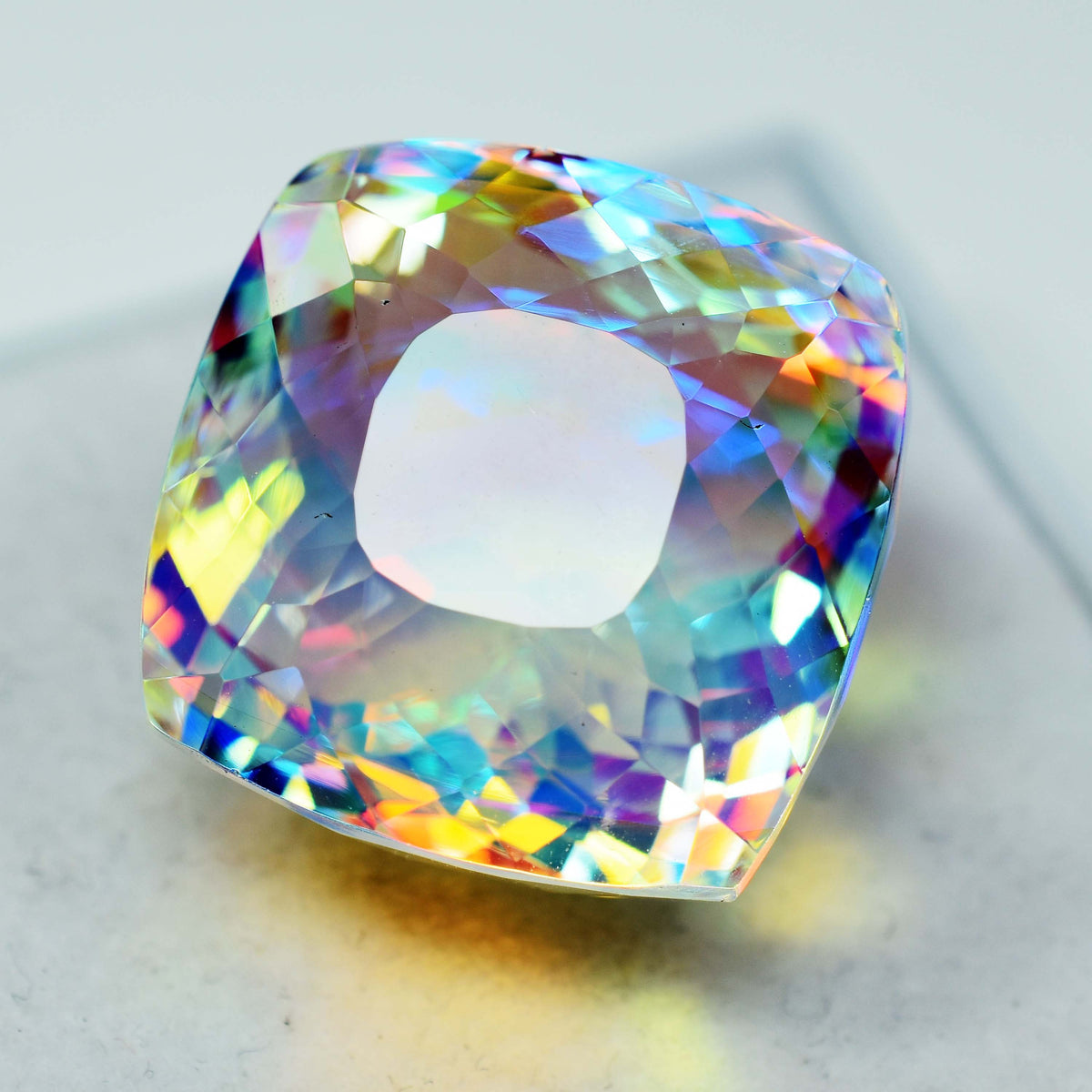 Mystic Topaz Cushion Cut 79.85 Ct A+ Quality Rainbow CERTIFIED Loose Gemstone