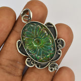 Ethiopian Natural 46 Ct CERTIFEID 925 Sterling Silver Opal Gems Oval Pendant