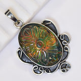 Ethiopian Natural 46 Ct CERTIFEID 925 Sterling Silver Opal Gems Oval Pendant