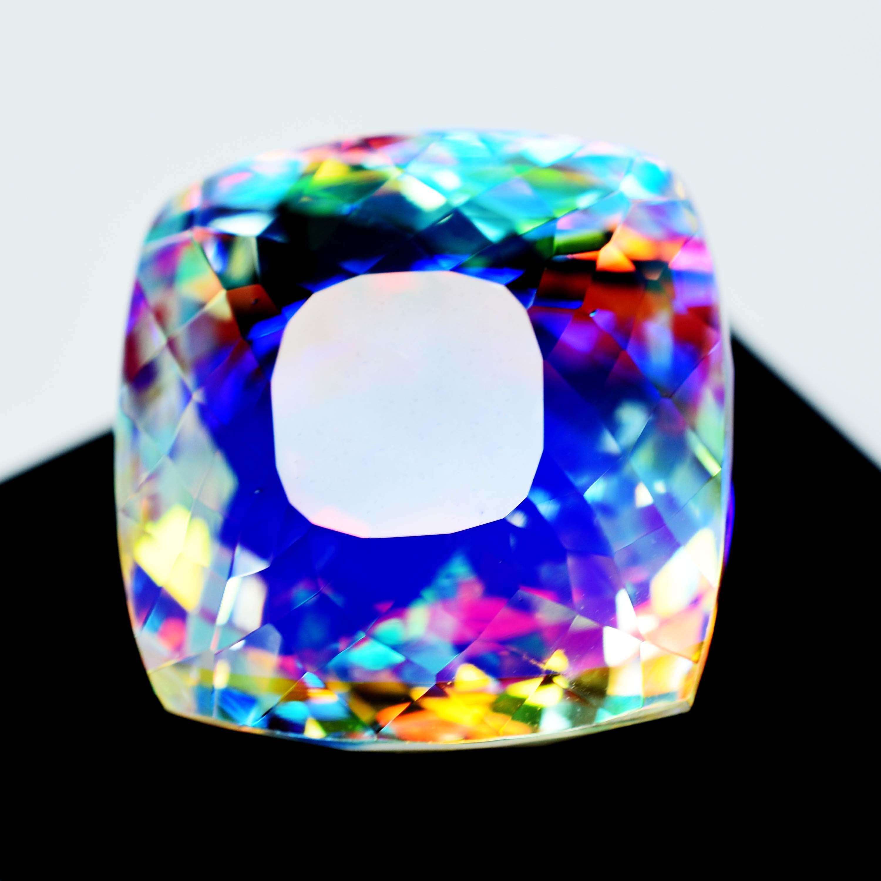 Mystic Topaz Cushion Cut 79.85 Ct A+ Quality Rainbow CERTIFIED Loose Gemstone