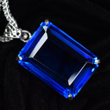 Brazilian Natural Blue Topaz 129 Ct 925 Sterling Silver Pendant Emerald Gemstone