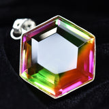 CERTIFIED 925 Sterling Silver 84 Ct Bi-Color Tourmaline Gems Pendant Lab Created