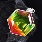 CERTIFIED 925 Sterling Silver 84 Ct Bi-Color Tourmaline Gems Pendant Lab Created