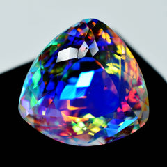 Rainbow Mystic Topaz Loose Gemstone Lab Created CERTIFIED Trillion Cut 46.55 Ct