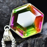 CERTIFIED 925 Sterling Silver 84 Ct Bi-Color Tourmaline Gems Pendant Lab Created