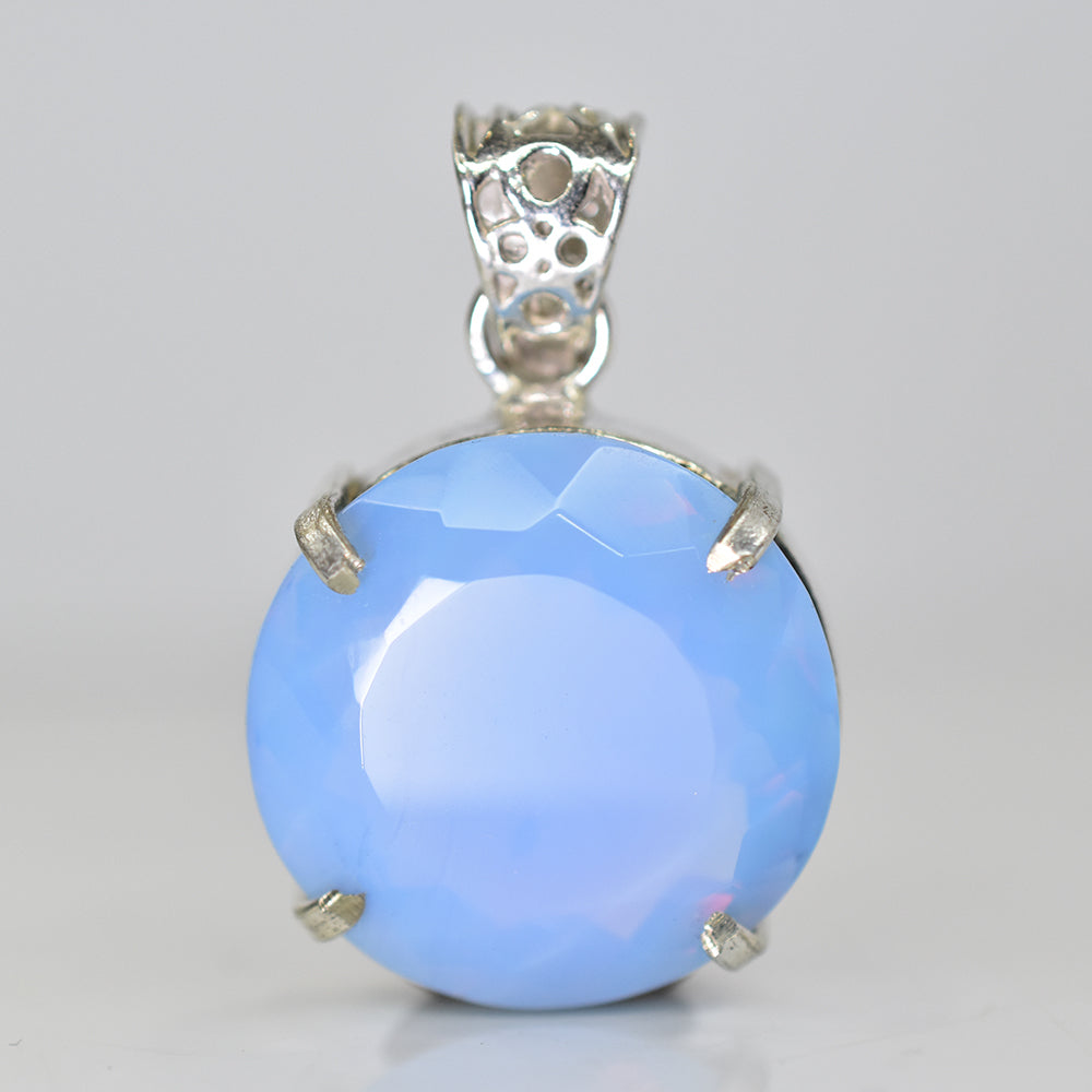 48.20 Ct Round Cut CERTIFIED Opal 925 Sterling Sliver Natural Gemstone Pendant