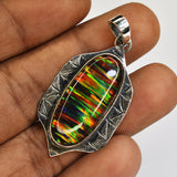 A+ Certified 40 Ct Natural Oval 925 Sterling Silver Beautiful Opal Gems Pendant