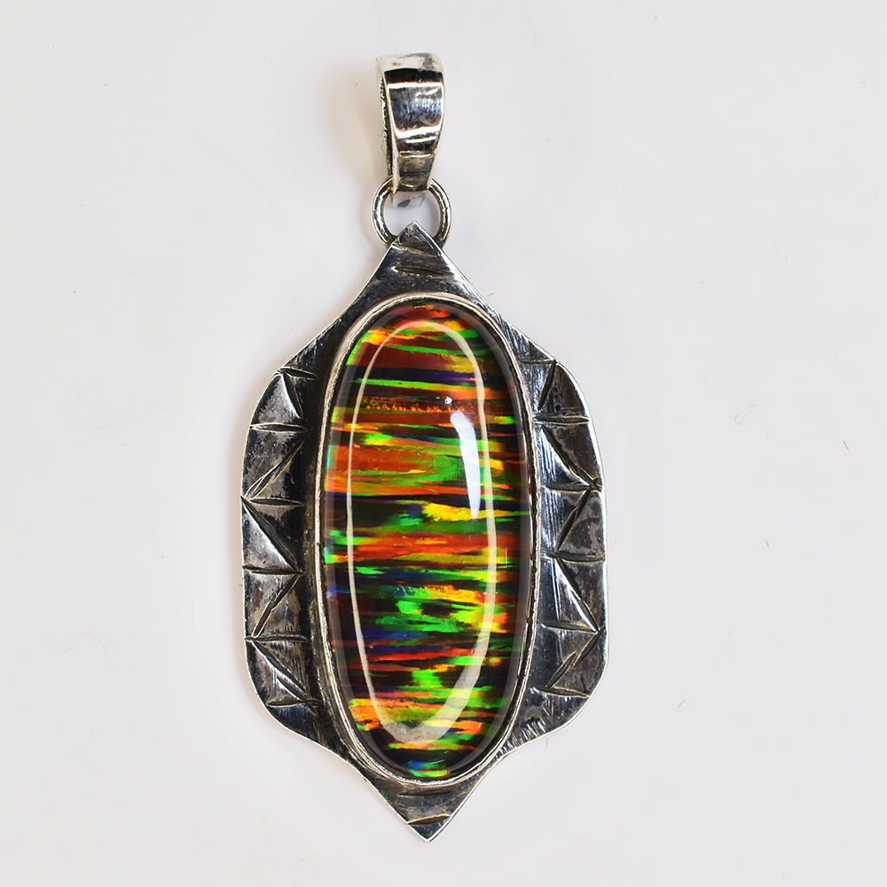 A+ Certified 40 Ct Natural Oval 925 Sterling Silver Beautiful Opal Gems Pendant